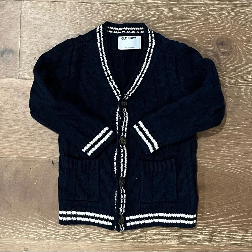 Button Front Cable Knit Cardigan Toddler Boy Kids Sweater Size 2T